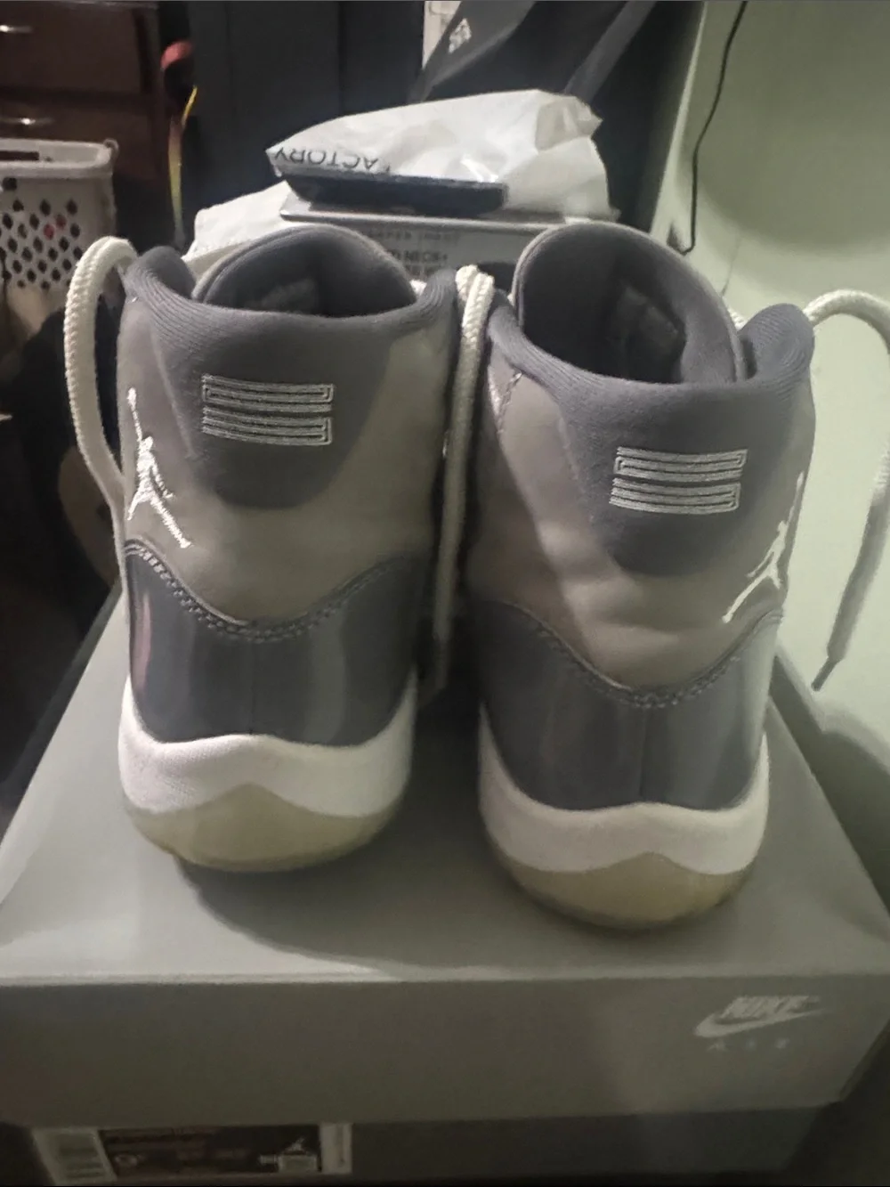 Jordan XI Cool Gray High-Top Patent Leather Sneakers